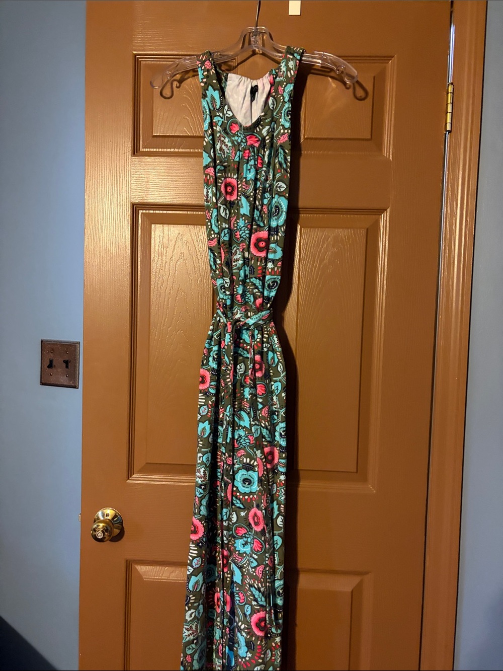 Talbots Floral Maxi Dress in Turquoise, Pink & Black